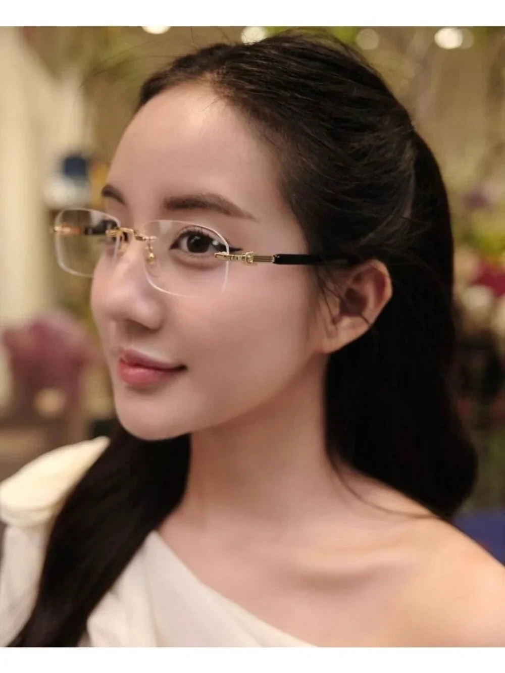 Gucci GG1221O 006 Rimless Eyeglasses Gold 56mm Rectangle Frame